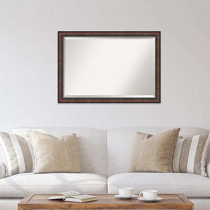 Amanti Art Brown Wall Mirror 28x40 Caleb Brown Rectangle Bathroom Mirror for Wall Decor Living Room, Large Rustic Farmhouse Frame, Hangs Horizonally and Vertically, Bathroom Decor, Beveled Edge
