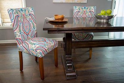 HomePop Parsons Classic Upholstered Accent Dining Chair, Set of 2, Colorful Paisley