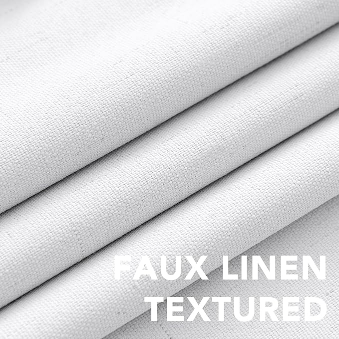 H.VERSAILTEX Primitive Linen Curtains 100% Blackout Curtain Drapes Burlap Curtains with White Thermal Insulated Liner, Grommet Top Drapes Living Room/Bedroom (2 Panels, 42 x 54 Inch, Pure White)