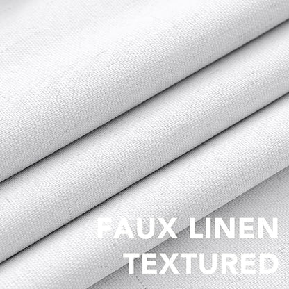 H.VERSAILTEX Primitive Linen Curtains 100% Blackout Curtain Drapes Burlap Curtains with White Thermal Insulated Liner, Grommet Top Curtain Living Room/Bedroom (2 Panels, 42 x 45 Inch, Pure White)