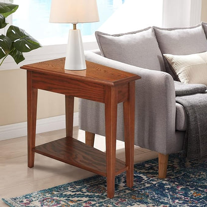 Leick Home 9035-MED Recliner Wedge Table with Shelf, Medium oak, 24 in x 15 in x 24 in