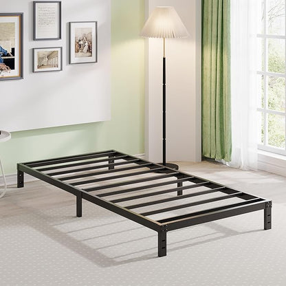 EMODA 10 Inch Twin Bed Frames No Box Spring Needed, Heavy Duty Metal Twin Platform Bed Frame, Noise Free, Easy Assembly, Black