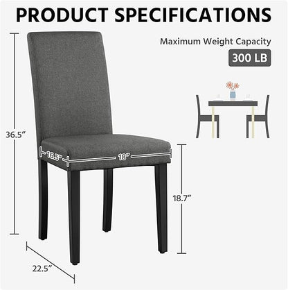 Yaheetech Dining Chairs Set of 4 Fabric Parson Upholstered Kitchen Chairs with Padded Seat and Solid Wood Legs for Dining Room/Restaurant, Armless Design, Dark Grey