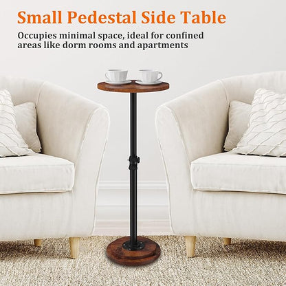 2Pack Drink Table - 360° Swivel Height Adjustable for Small Spaces, Round Side Martini Pedestal Table for Sofa Couch, Living Room, Bedroom, Vintage
