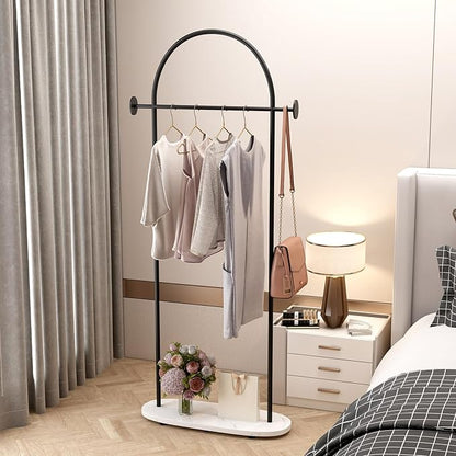 Black Clothing Rack, Modern Clothes Rack with Shelf, Heavy Duty Freestanding Coat Rack, Metal Coat Hanger Stand with Hooks for Boutique Office