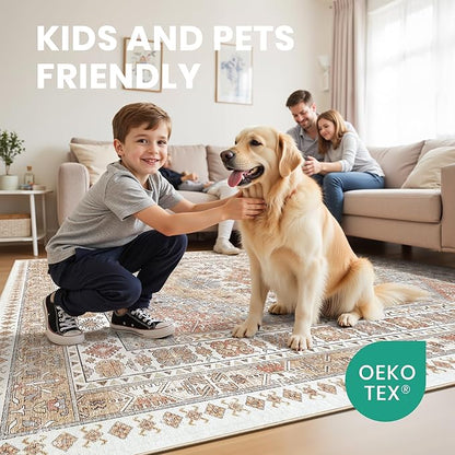 zesthome 10x12 Area Rugs,Stain Resistant Washable Rug,Ultra-Thin Rugs for Living Room,Bedroom,Non-Slip Backing Home Decor Large Area Rug (Orange,10'x12')