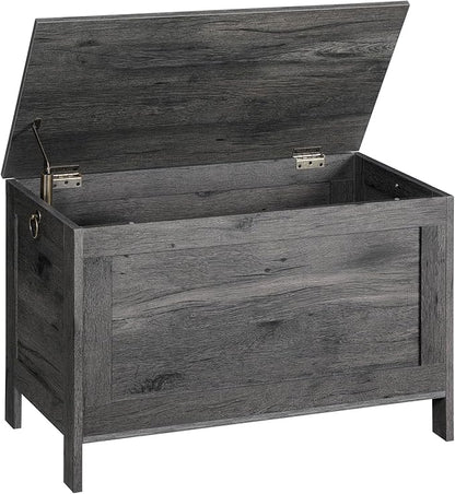 HOOBRO Toy Box, Retro Wooden Look Storage Chest with Safety Hinge, Entryway Storage Bench Supports 220 lb, 29.9 x 15.7 x 18.9 Inches Toy Chest Organizer, Easy Assembly, Charcoal Black BC75CW01G1