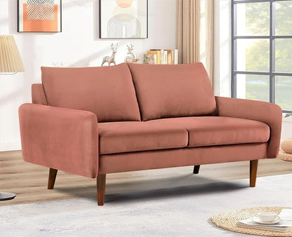 Container Furniture Direct Kent Velvet Loveseat Sofa for Modern Living Rooms and Compact Spaces, Comfy 2 Seater Couch Studio Apartment Furniture with Sleek Design, Rose