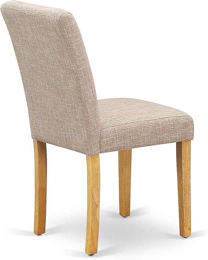 East West Furniture VAAB5-OAK-04 5 Piece Kitchen Table Set for 4 Includes an Oval Dining Table with Butterfly Leaf and 4 Light Tan Linen Fabric Upholstered Chairs, 40x76 Inch, Oak