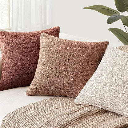 Foindtower Pack of 2 Textured Boucle Throw Pillow Covers Accent Solid Decorative Lumbar Pillow Cases Cozy Couch Cushion Case for Chair Sofa Bedroom Living Room Home Decor 12x20 Inch Dusty Orange Hazel