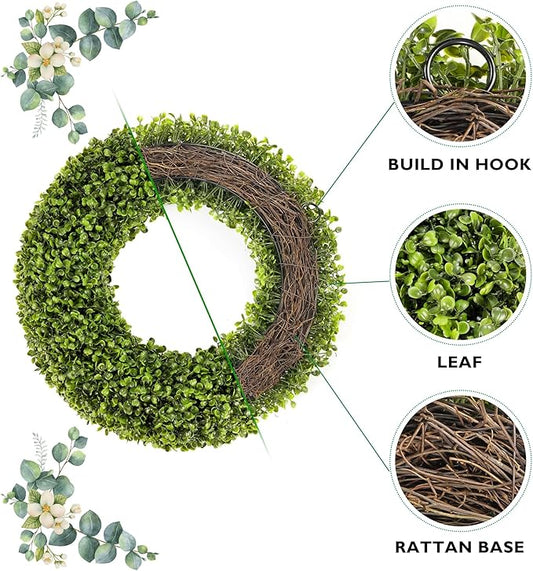 Boxwood Wreath - 20inch Outdoor/Indoor All Seasons Decor