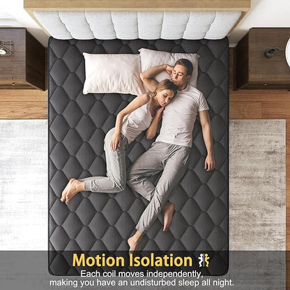 Hybrid Mattress, Medium Mattress Euro Top for Back & Lumbar Support, 100 Night Trial, Individual Pocket Spring Bed for Motion Isolation & Pressure Relief (14 Inch, Queen)