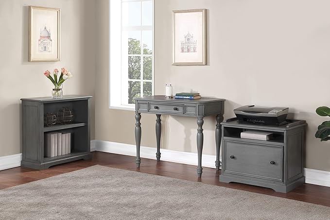 OSP Home Furnishings Country Meadows 2-Shelf Bookcase, Plantation Grey