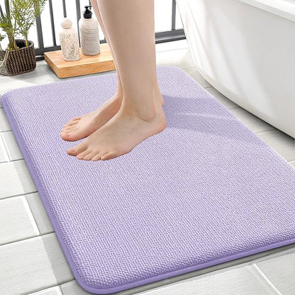 OLANLY Thick Memory Foam Bath Mat Rug 24x16, Extra Soft Absorbent Bathroom Rug, Quick Dry Bath Mats, Non-Slip, Machine Washable Carpet for Bathroom, Tub and Shower, Home Decor Accessories, Lavender
