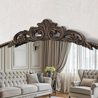 Micasso Bronze Vintage Arched Mirror: 29x36 in French Baroque Antique Wall Mounted Mirror - Traditional Ornate Decorative Mirror for Mantle/Fireplace/Living Room/Bedroom/Entryway/Hallway/Wall Decor