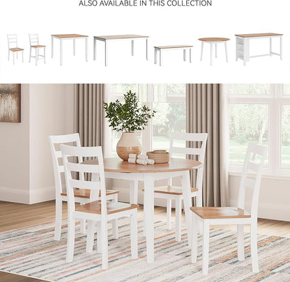 Signature Design by Ashley Gesthaven Farmhouse Dining Drop Leaf Table with 4 Legs, Light Brown & White