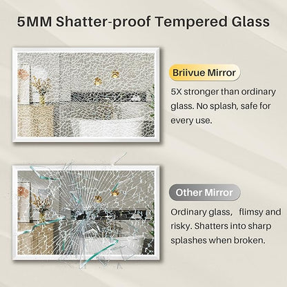 36x32 Inch White Bathroom Mirror for Wall, Thick Metal Framed Rectangle Mirrors for Over Sink, Bedroom, Living Room, Entryway, Anti-Rust, HD Tempered Glass