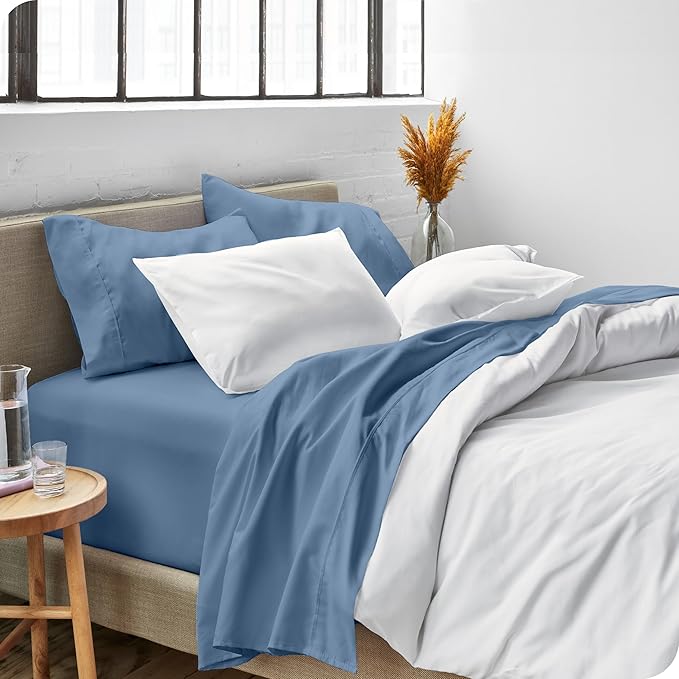Bare Home King Sheet Set - Luxury 1800 Ultra-Soft Microfiber King Bed Sheets - Double Brushed - Deep Pockets - Easy Fit - 4 Piece Set - Bedding Sheets & Pillowcases (King, Coronet Blue)