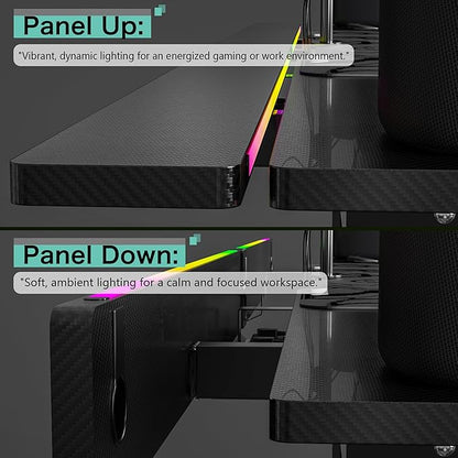 JWX Dual Motor 4 Leg Standing Gaming Desk with LED Lights,71'' Height Adjustable Sit Stand Computer Table, Flip-Up Cable Management Panel, Memory Presets Ergonomic Workstation for Gaming Room Setup
