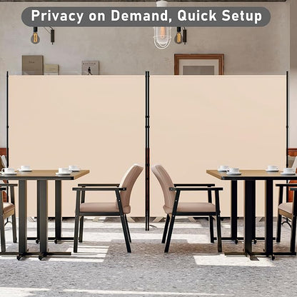Room Divider 126''W x 71''H Large 2 Panel Privacy Screen for Room Partitions, Portable Room Divider Screen for Room Separtion, Freestanding Fabric Wall Divider for Office, School, Room Separator Beige