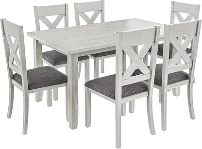 Solid Wood Dining Table, Part of Dining Table Set, Mix and Match Table, Chair Sold Separately for Dining Room, Kitchen, Grey