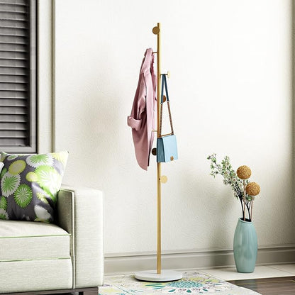 Gold Coat Racks, Metal Coat Rack Freestanding with Hooks, Entryway Coat Rack Stand, Coat Racks with Marble Base, Coat Tree for Hanging Clothes, Hats, Bags