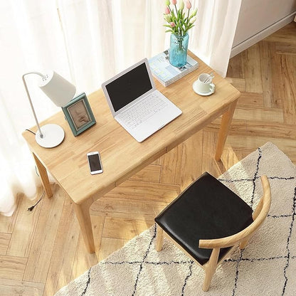 Solid Wood Desk with Drawers, Small Computer Desk for Small Spaces, Gaming Study Home Office Desks for Work, Student PC Desk for Bedroom, Escritorios para Cuartos (Wood Color, 39inch)