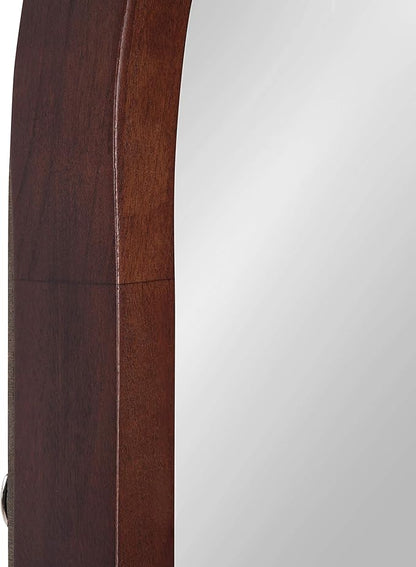 Kate and Laurel Hutton MidCentury Modern Farmhouse Arch Mirror, 24" x 36", Walnut Brown Finish