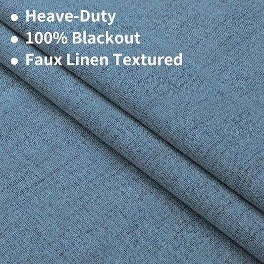 Joydeco Custom 100% Blackout Long Drapes for Bedroom Living Room Blackout Darkening Curtain Thermal Insulated Back tab Rod Pocket 1 Panel(Sky Blue,Custom Size)