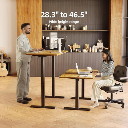 Seang Standing Desk with Adjustable Height, 55x24 Inch Electric Stand Up Desk for Home Office, Studio, Computer Workstation, Rustic Brown Top