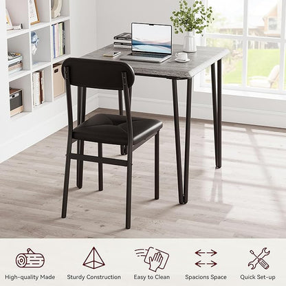 GarveeHome Dining Table Set for 2, Kitchen Table with Upholstered Chairs for Kitchen Room and Small Spaces (Grey, Table with 2 Chairs)