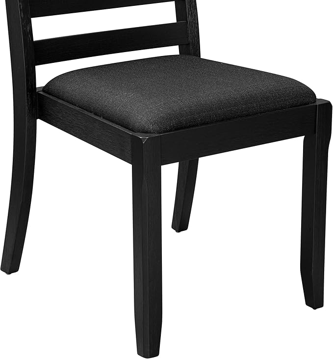 East West Furniture LGX15-BLK-24 -5 Piece Dining Set Includes a Rectangular Kitchen Table with Black Tabletop and 4 Stackable Polyester Fabric Chairs, Black
