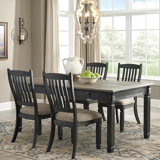 Signature Design by Ashley Tyler Creek Farmhouse Dining Table with Drawers, Seats up to 6, Almost Black
