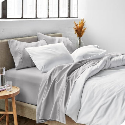Bare Home Full XL Sheet Set - Luxury 1800 Ultra-Soft Microfiber Full Extra Long Bed Sheets - Double Brushed - Deep Pockets - Easy Fit - 4 Piece Set - Bedding Sheets & Pillowcases (Full XL, Light Grey)