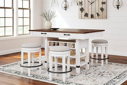 Signature Design by Ashley Valebeck 24" Counter Height Upholstered Swivel Stool, White & Black
