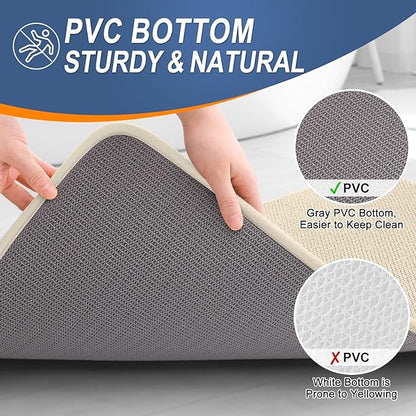 OLANLY Thick Memory Foam Bath Mat Rug 44x24, Extra Soft Absorbent Bathroom Rug, Quick Dry Bath Mats, Non-Slip, Machine Washable Carpet for Bathroom, Tub and Shower, Home Decor Accessories, Sand