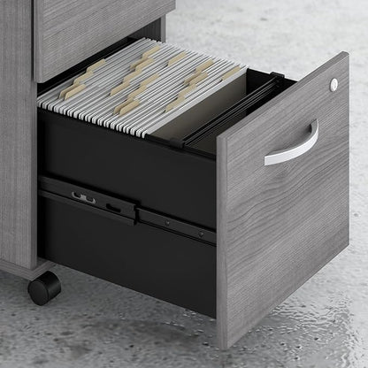 Bush Business Furniture Studio C 3 Drawer Mobile File Cabinet in Platinum Gray | Assembled Office Storage Unit for Home or Commercial Spaces