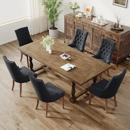 COLAMY Wingback Upholstered Dining Chairs Set of 4, Fabric Side Dining Room Chairs with Tufted Button, Living Room Chairs for Home Kitchen, Black