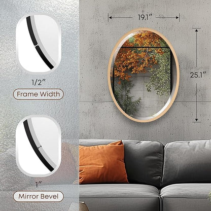 OVALCREST - Oval Wooden Beveled Wall Mirror for Home Decor, Bathroom, Vanity, Bedroom, Living Room, Hallway - London Style (Gold Paint) 19.1 x 25.1