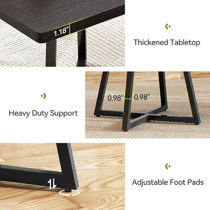 LITTLE TREE 31.5 Inches Small Dining Table for 4, Square Dinner Table for Small Space, Dining Room Tables, Black Wooden Kitchen Table with Metal Legs, Modern Leisure Cafe Table for Apartment