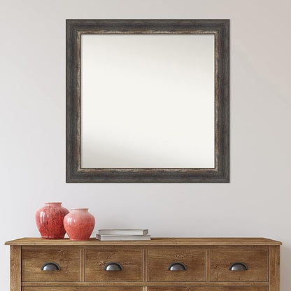 Amanti Art Bronze Bathroom Mirror for Over Sink, 34x34 Ballroom Bronze Square Vanity Mirror, Large Traditional Frame, Hangs Horizonally and Vertically, Bathroom Wall Decor, Non-Beveled Edge
