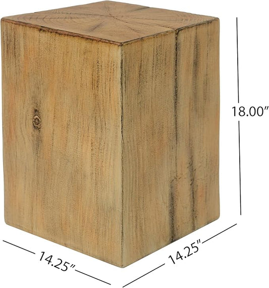 Christopher Knight Home Bard 18" Square Living Room Side Table, Wood-Like Distressed Finish End Table, Decorative Accent Table for Indoor Outdoor Usage, Space Saving Furniture, Natural