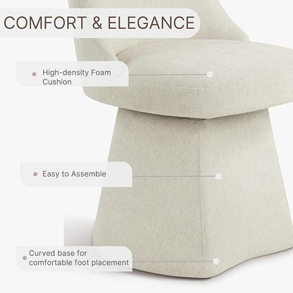 Swivel Dining Chair Mid Century Modern DeskChair High Back Upholstered Linen Fabric SideChair for Kitchen Diningroom Bedroom,Linen,2 Box