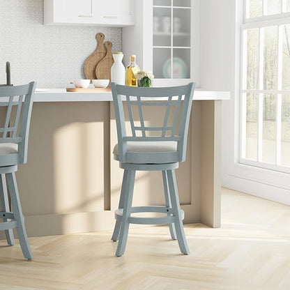 Hillsdale Fairfox 24.5" Wood Swivel Counter Height Stool, Blue Wire Brush