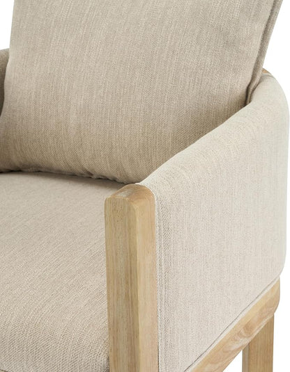 Christopher Knight Home Lucid Linen Upholstered Dining Chairs Set of 2, Rubber Wood Dining Room Chairs, Modern Armchair, Extra Seating for Dining Room, Versatile Indoor Furniture, Beige + Natural