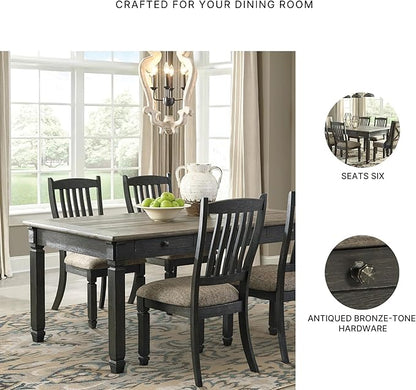 Signature Design by Ashley Tyler Creek Farmhouse Dining Table with Drawers, Seats up to 6, Almost Black
