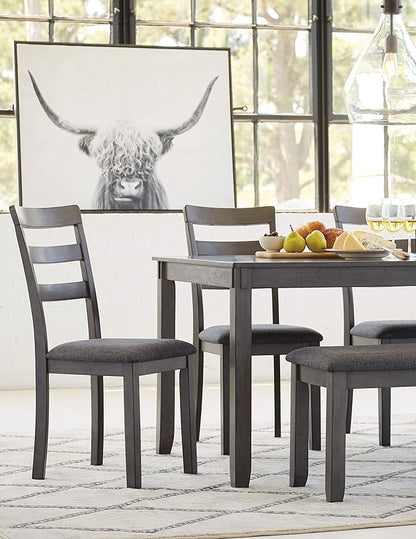 Signature Design by Ashley Bridson Modern 6 Piece Dining Set, Includes Dining Table, 4 Chairs & Bench, Gray