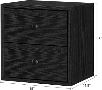 FUSUNBAO Magic DIY Cube Storage Organizer Stackable Cubes for Home Books Clothes Toy-Modular Cubby Storage System-Office Cubical-Bookcase Closet (Black, Drawer Cube)