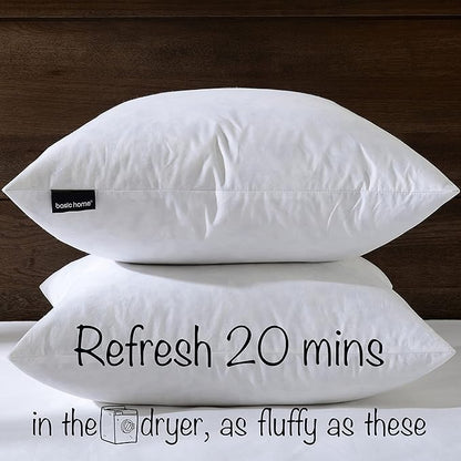20x20 Decorative Throw Pillow Inserts-Down Feather Pillow Inserts-Square-Cotton Fabric-Set of 2-White.