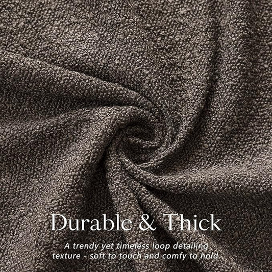 Foindtower Pack of 2 Textured Boucle Throw Pillow Covers Accent Solid Decorative Pillow Cases Cozy Woven Couch Cushion Case for Sofa Bedroom Living Room Home Decor, 20 x 20 Inch,Dark Brown